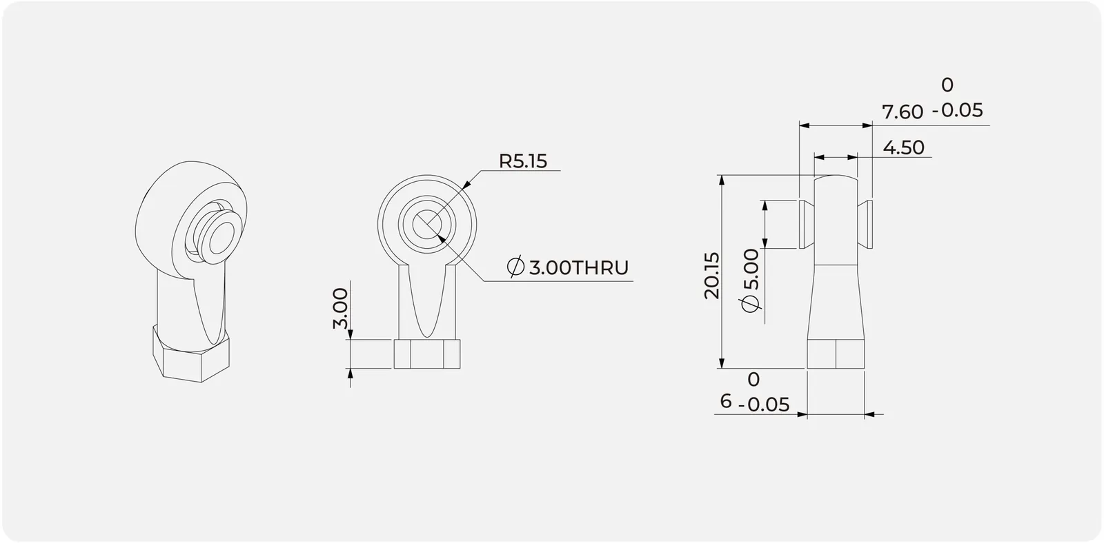 Inspire Robots przegub kulowy AMI-LA-BR-P30 - diagram budowy i kluczowe komponenty