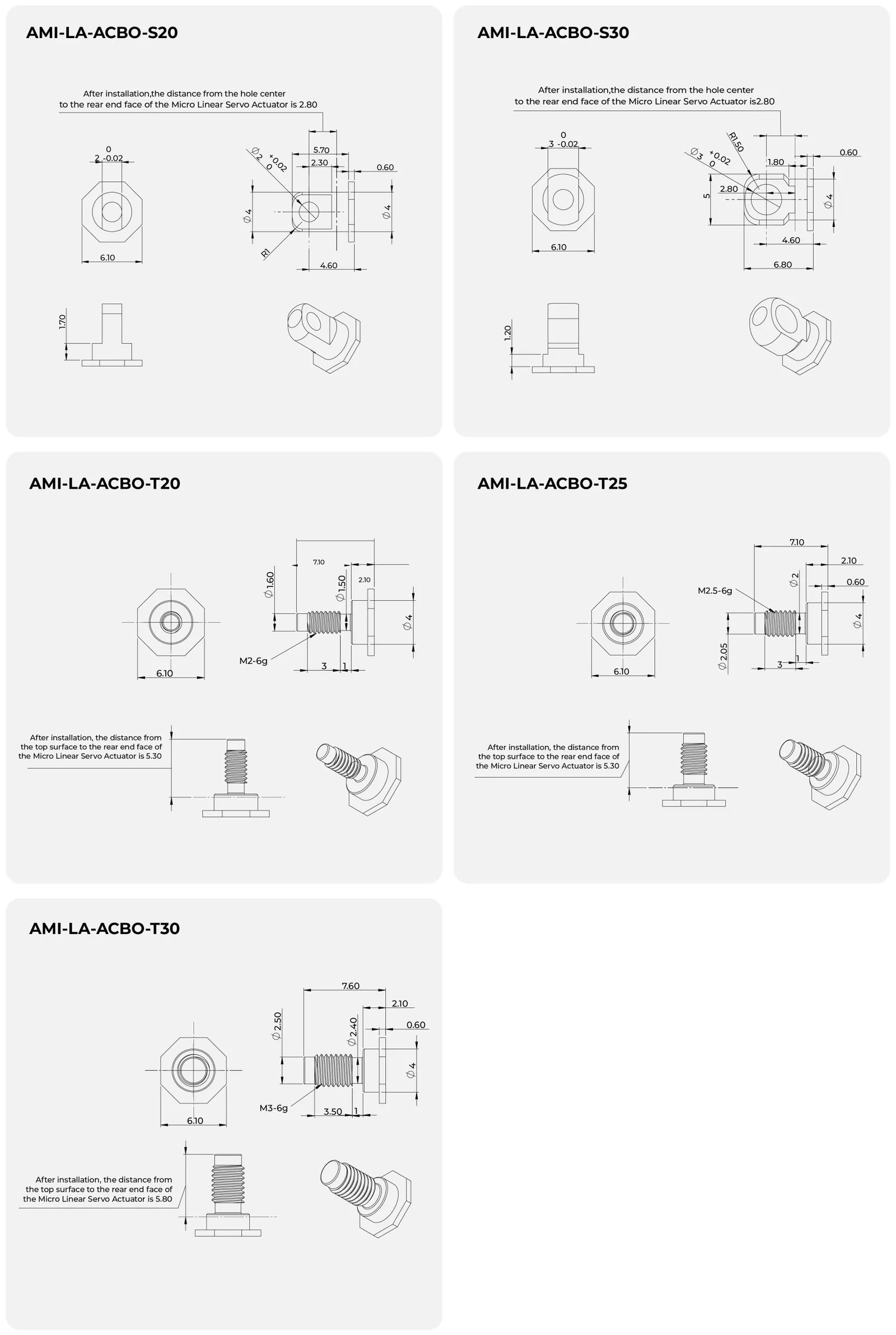 Inspire Robots złączki ośmiokątne AMI-LA-ACBO (S20, S30, T20, T25, T30) - diagram budowy i kluczowe komponenty