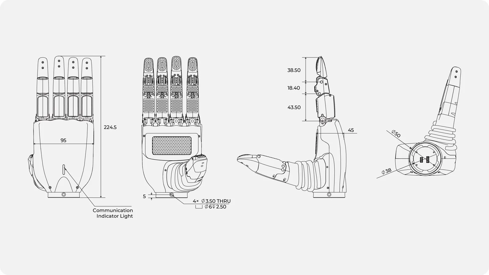 Inspire Robots RH5DG2 - diagram budowy i kluczowe komponenty