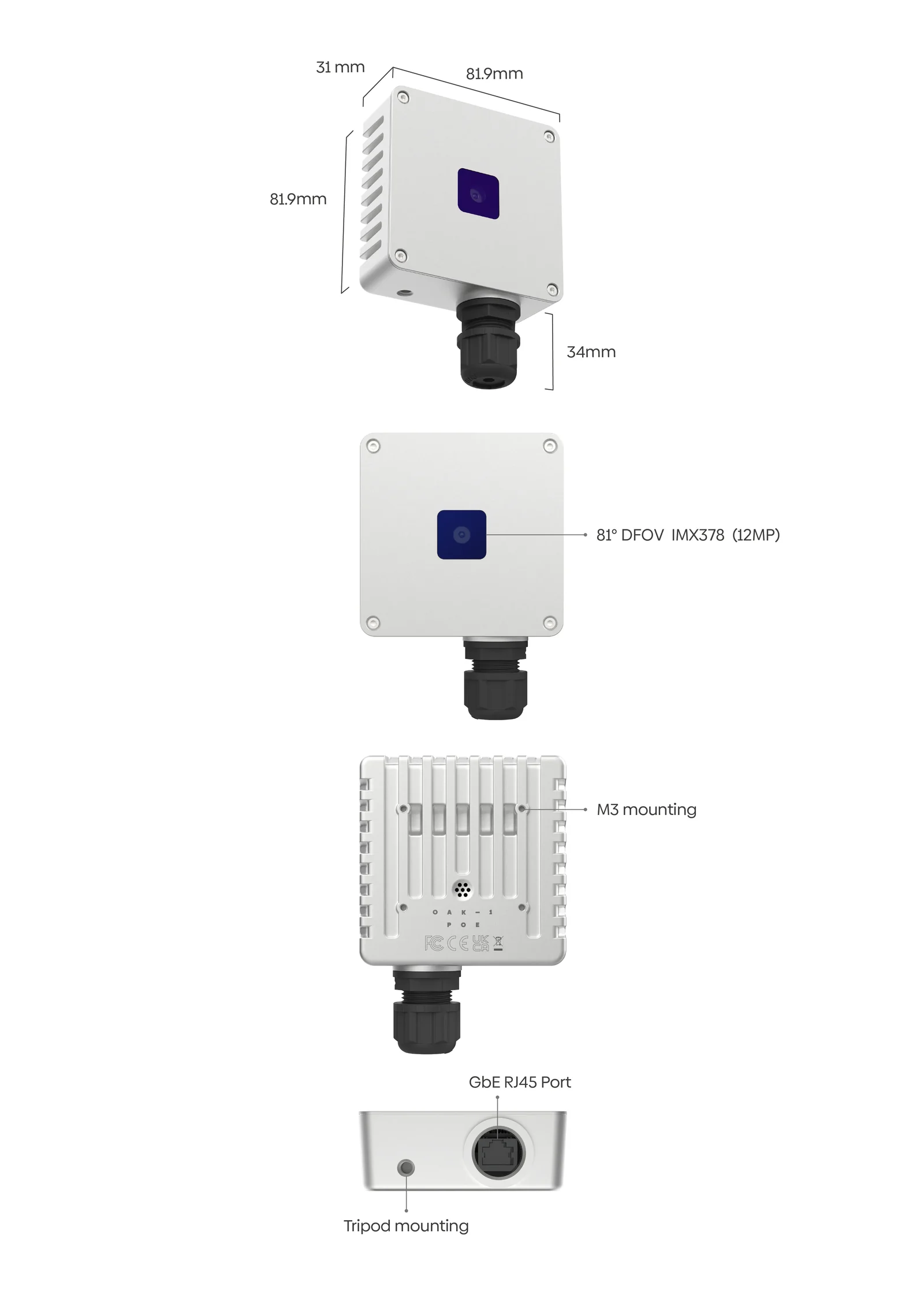 Luxonis OAK-1 PoE - Auto Focus - diagram budowy i kluczowe komponenty