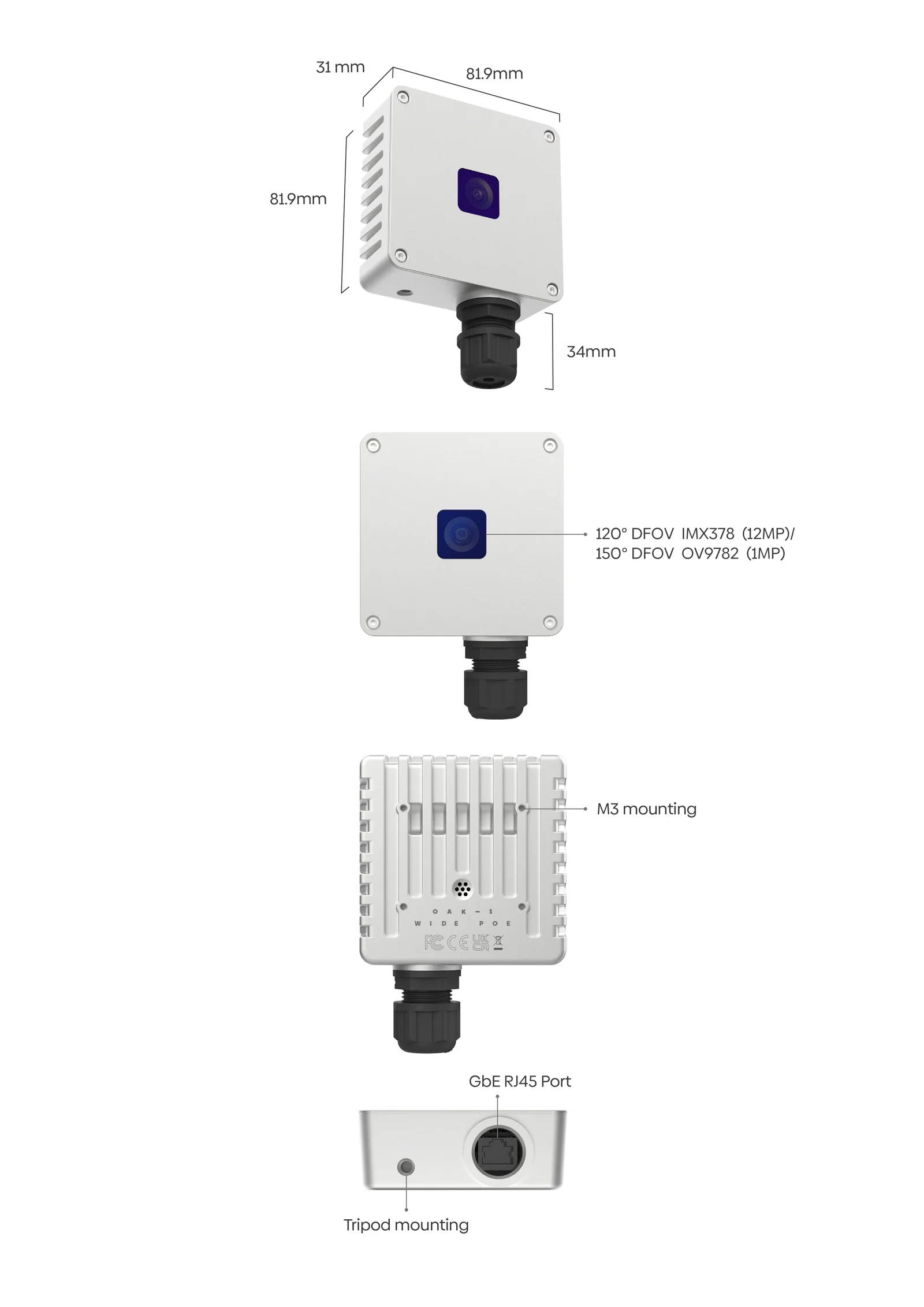 Luxonis OAK-1 W PoE - IMX378 WFOV - diagram budowy i kluczowe komponenty